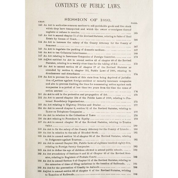 1893 Acts & Resolves State Of Maine 1st Edition 66th Legislature Public Law F5 - Picture 4 of 6